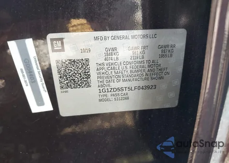 2020 Chevrolet Malibu Fwd Lt из США, поврежденный, VIN 1G1ZD5ST5LF043923